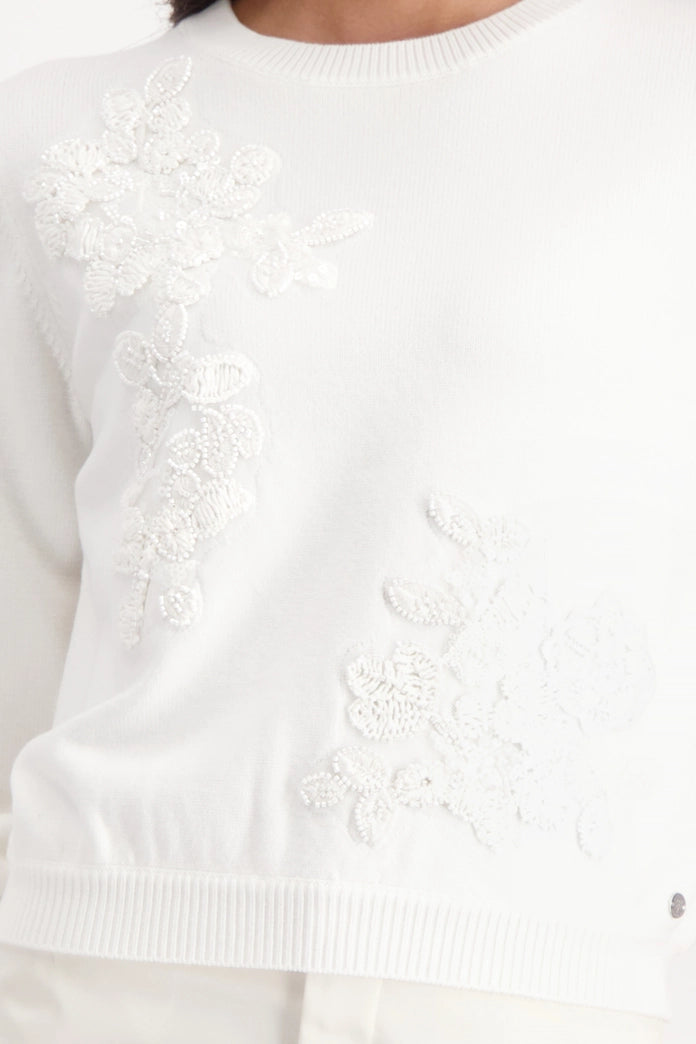 Monari - Off White Embelished Jumper