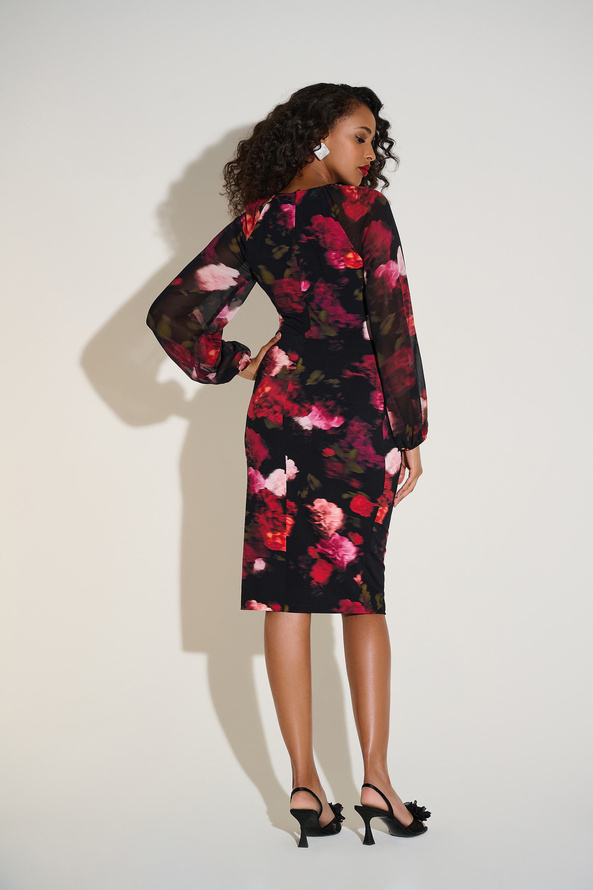Joseph Ribkoff - Printed Red Floral Fitted Dress