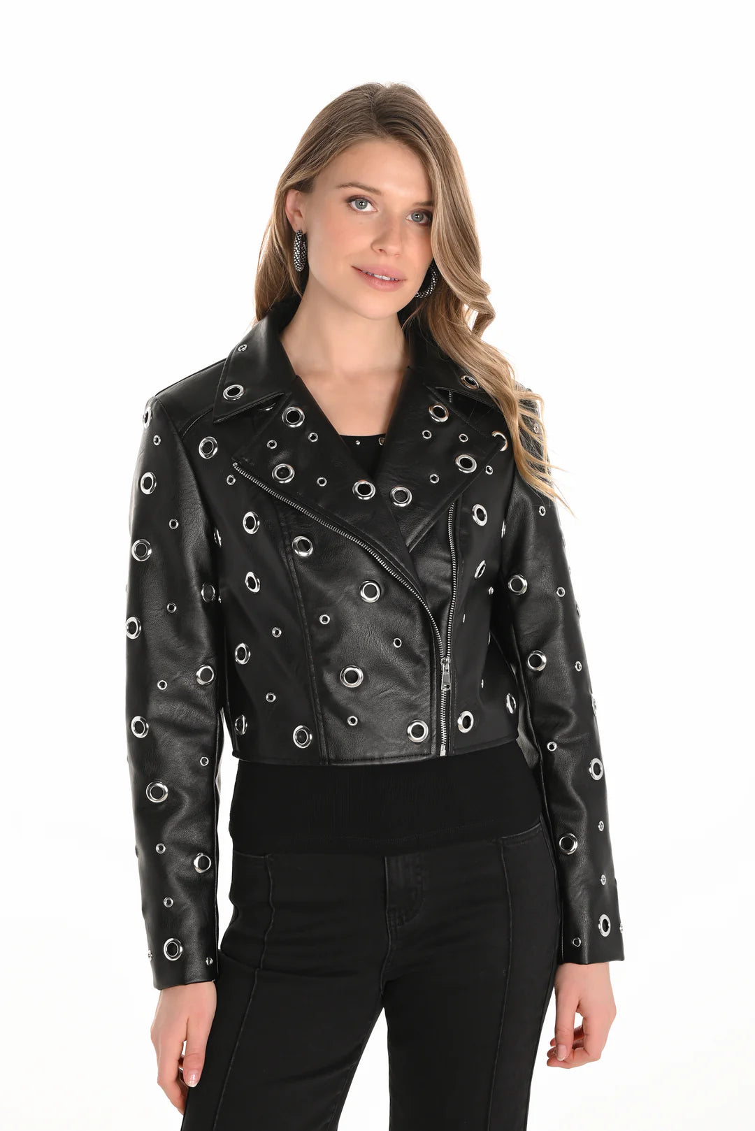 Frank Lyman - Faux Leather Eyelet Jacket
