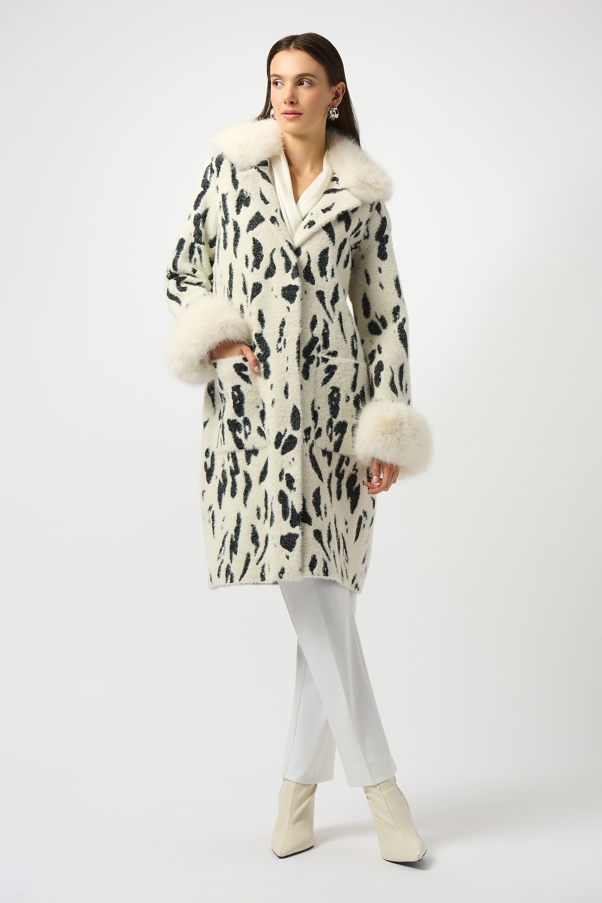 Joseph Ribkoff - White and Black Cozy Coat