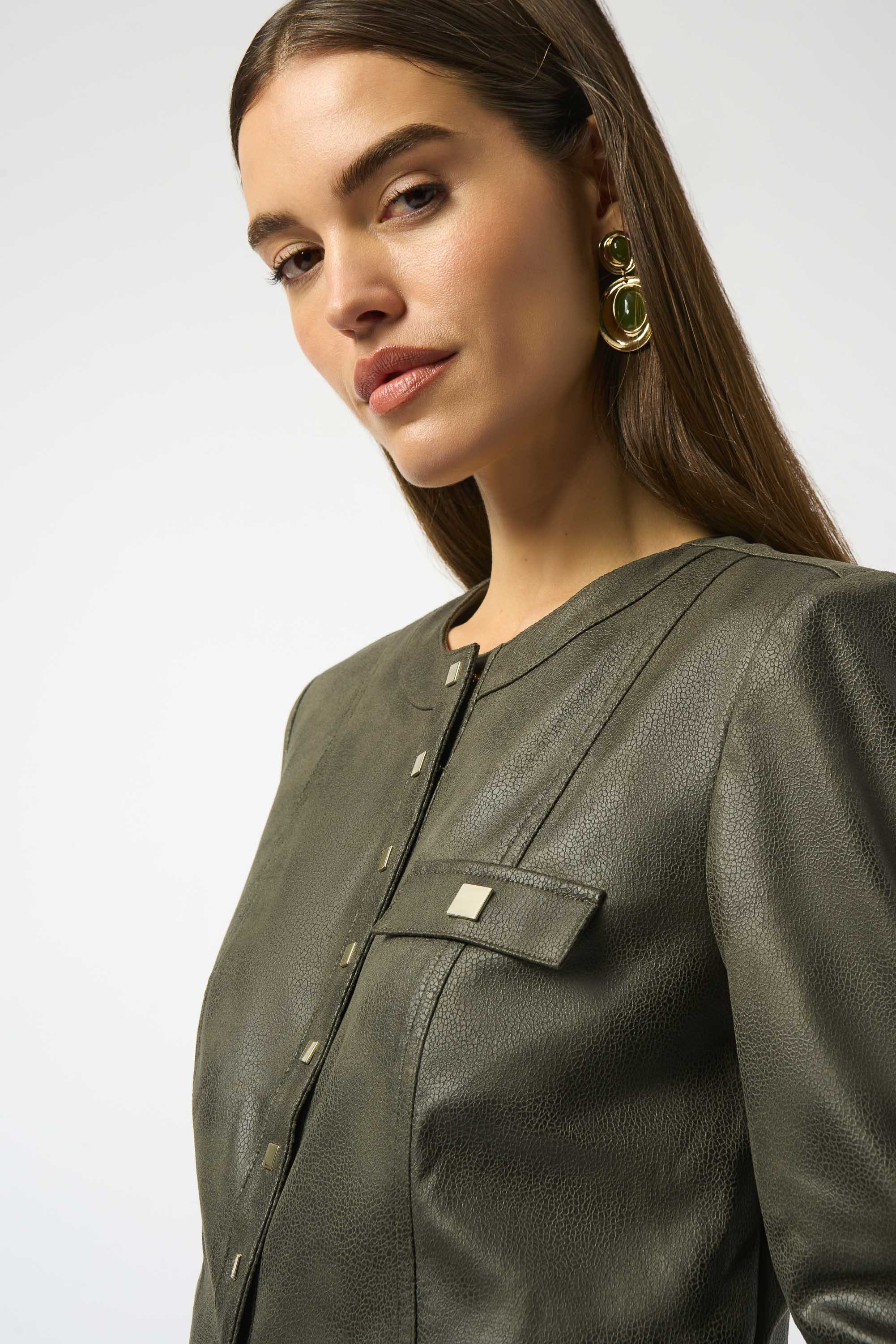 Joseph Ribkoff - Faux Leather Avocado Jacket