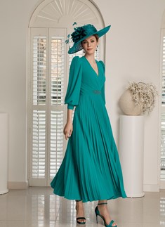 Veni infantino - Teal dress with beaded waist