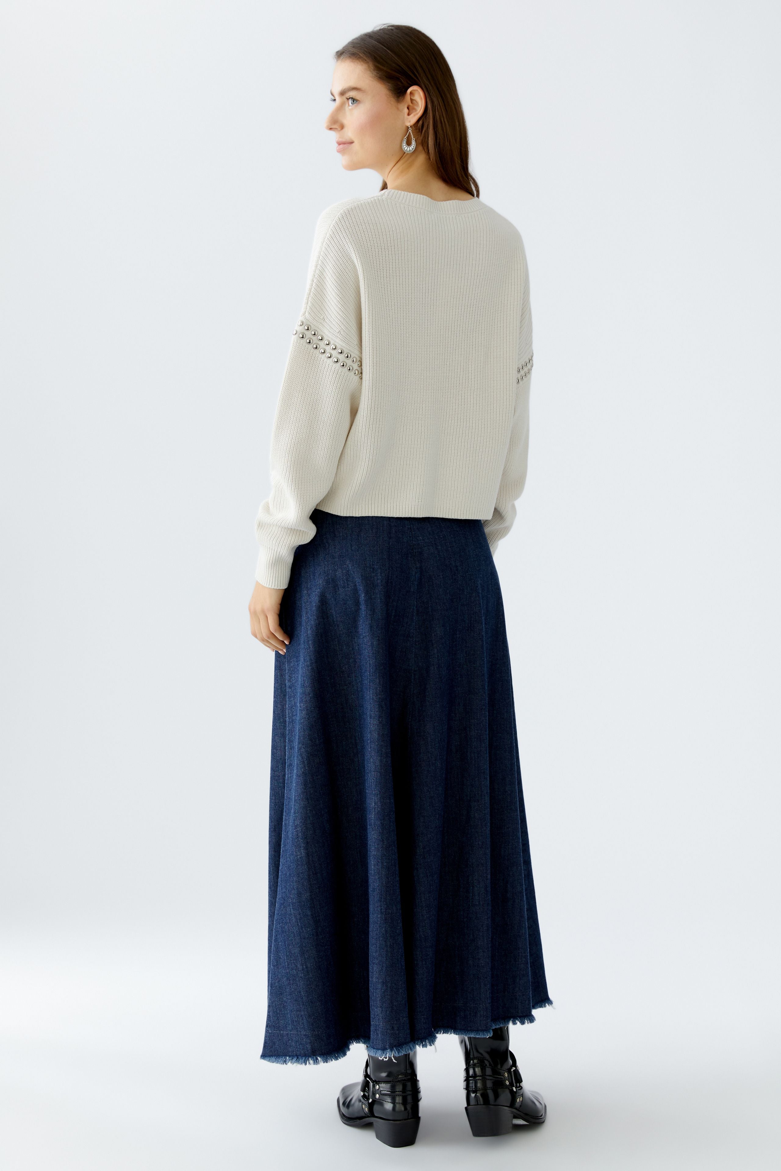 Oui - Studded Off-White Cotton Jumper