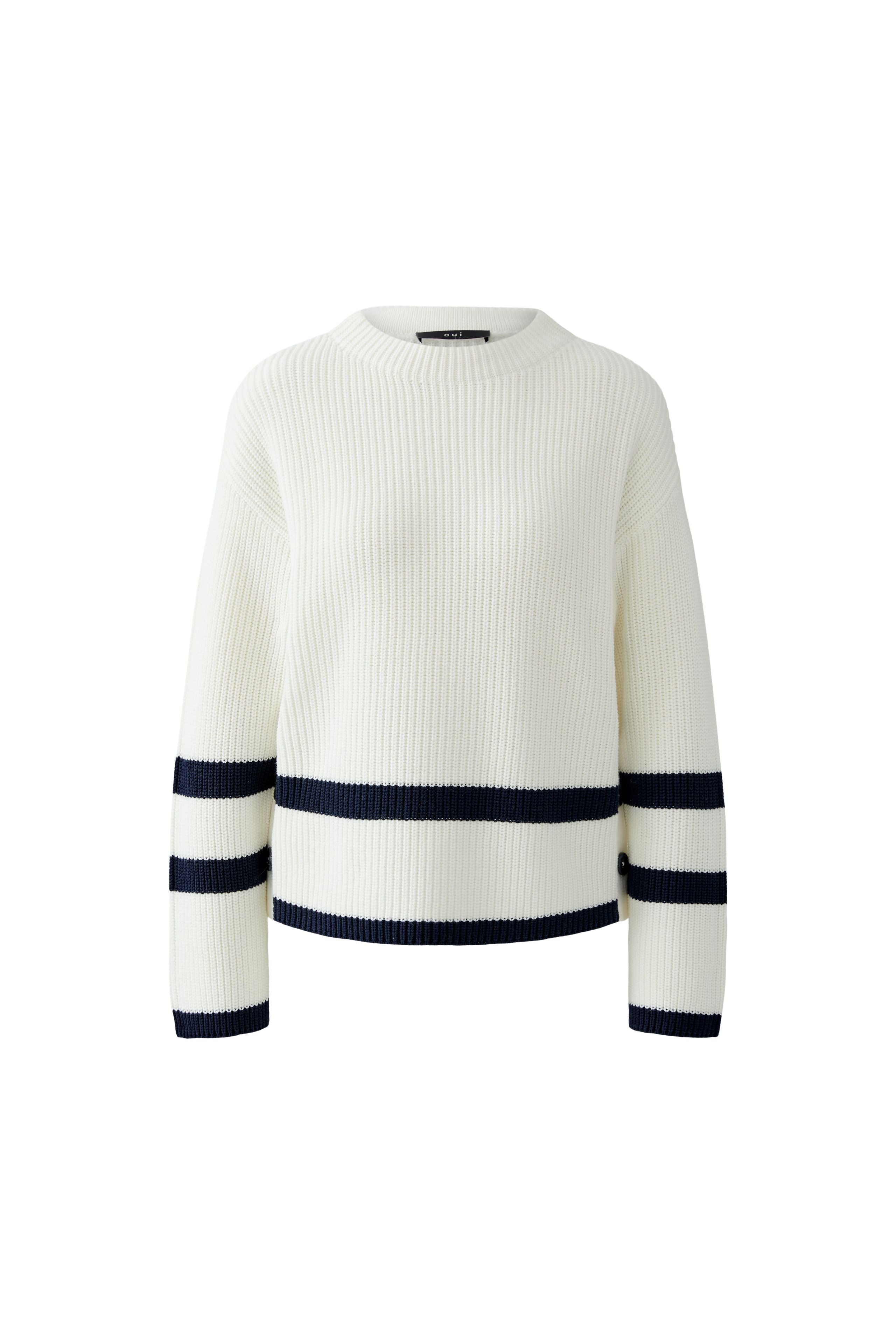 Oui - Winter White Jumper with Stripe