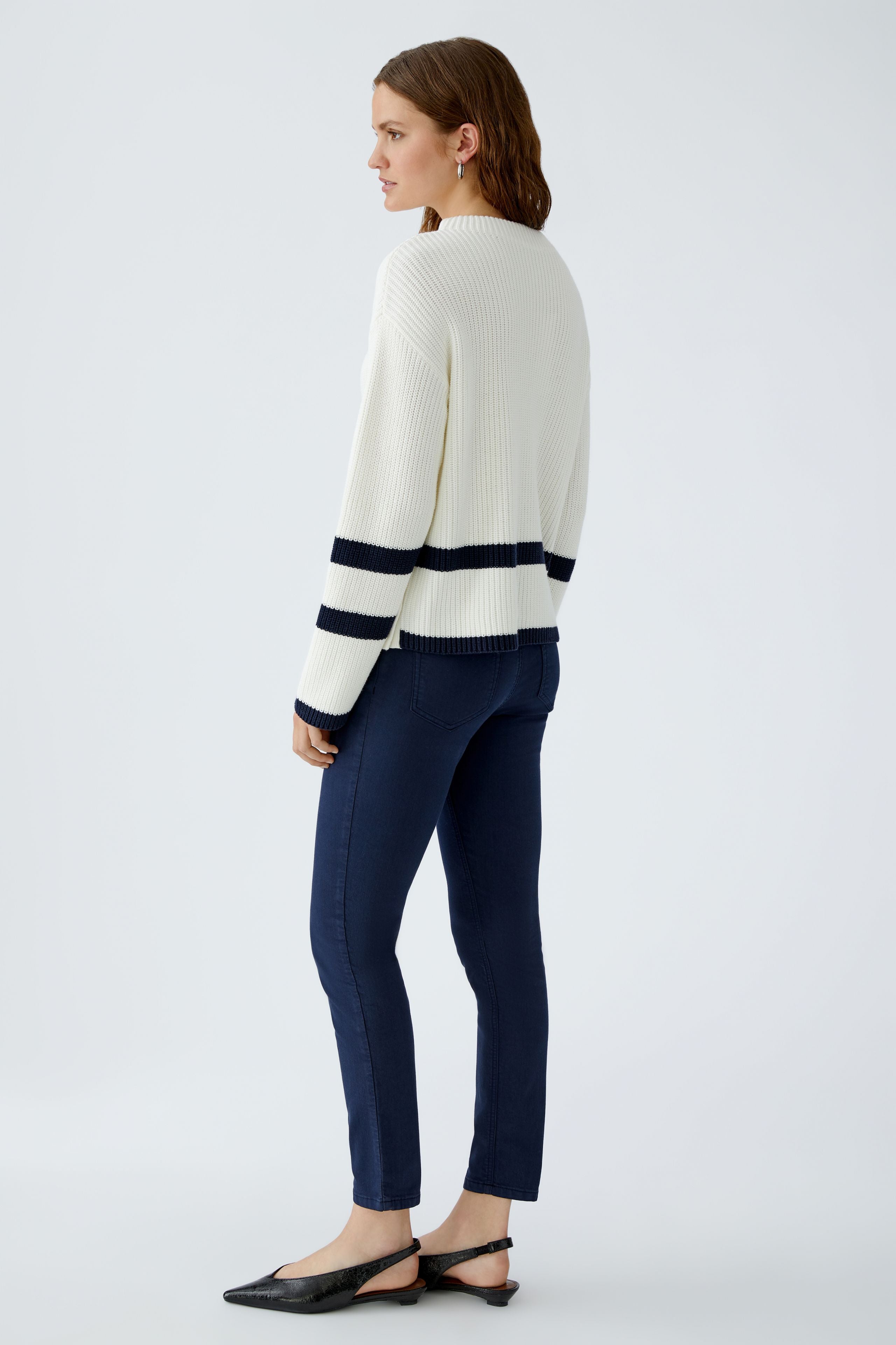 Oui - Winter White Jumper with Stripe