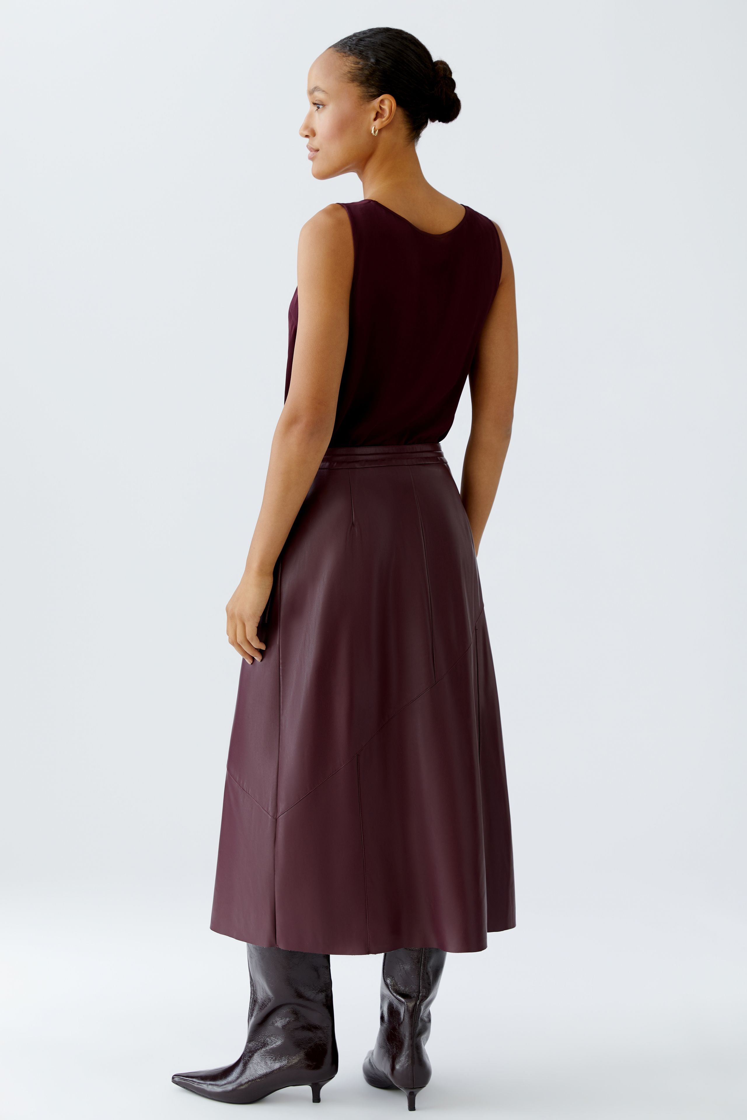 Oui - Faux Leather Wrap Skirt