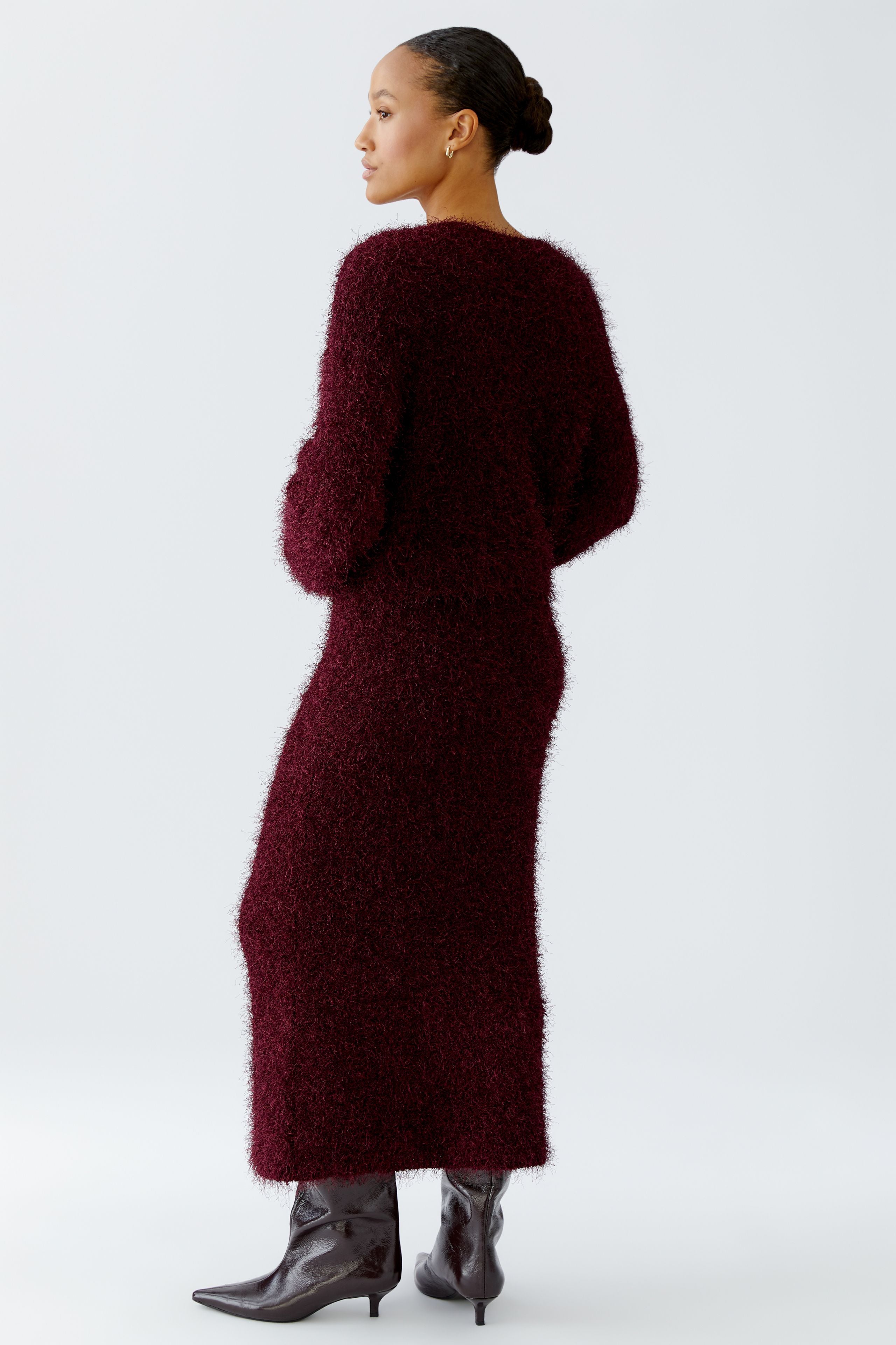 Oui - Berry Red Fluffy Jumper