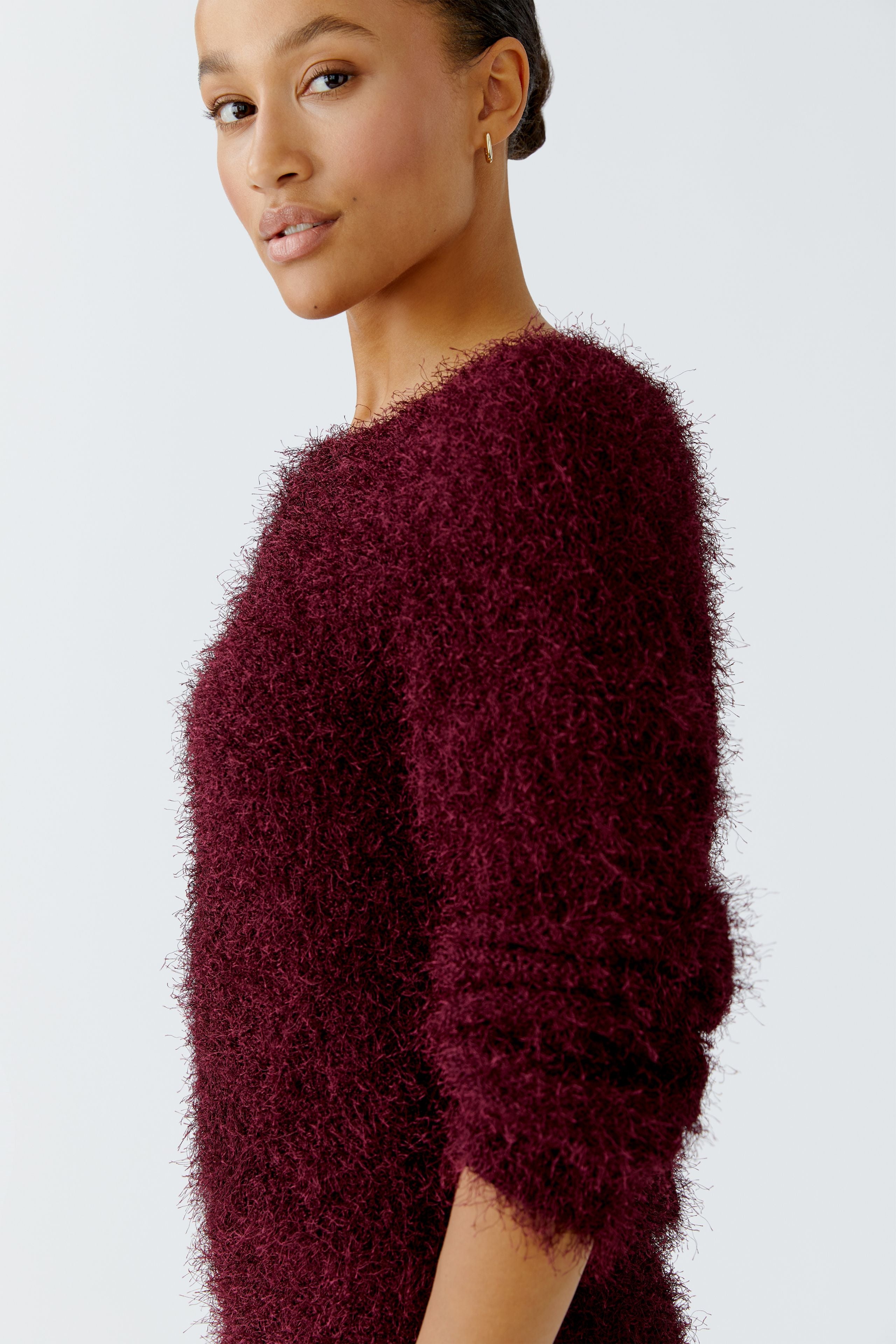 Oui - Berry Red Fluffy Jumper