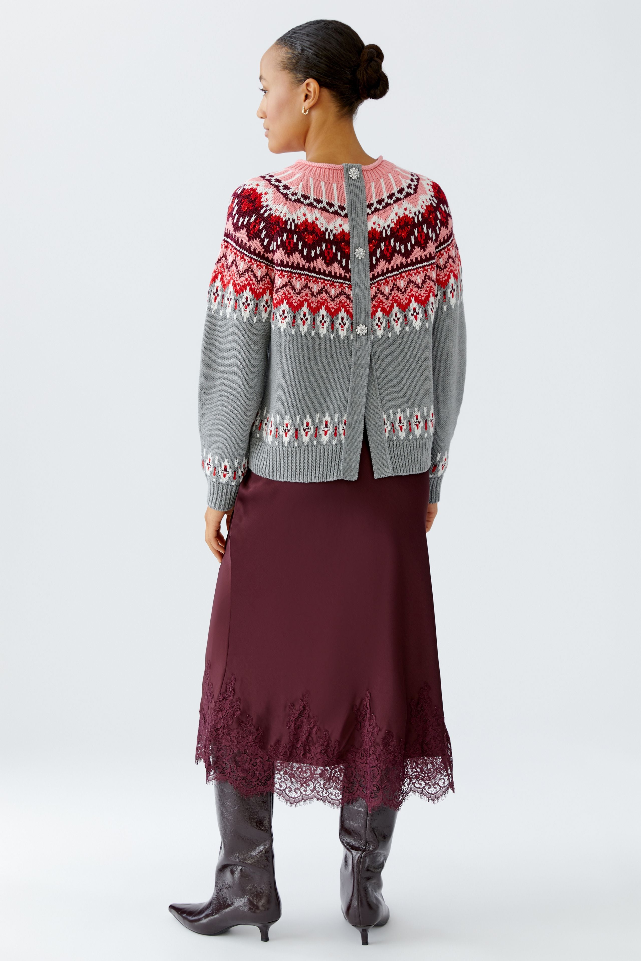 Oui - Grey Red Jumper