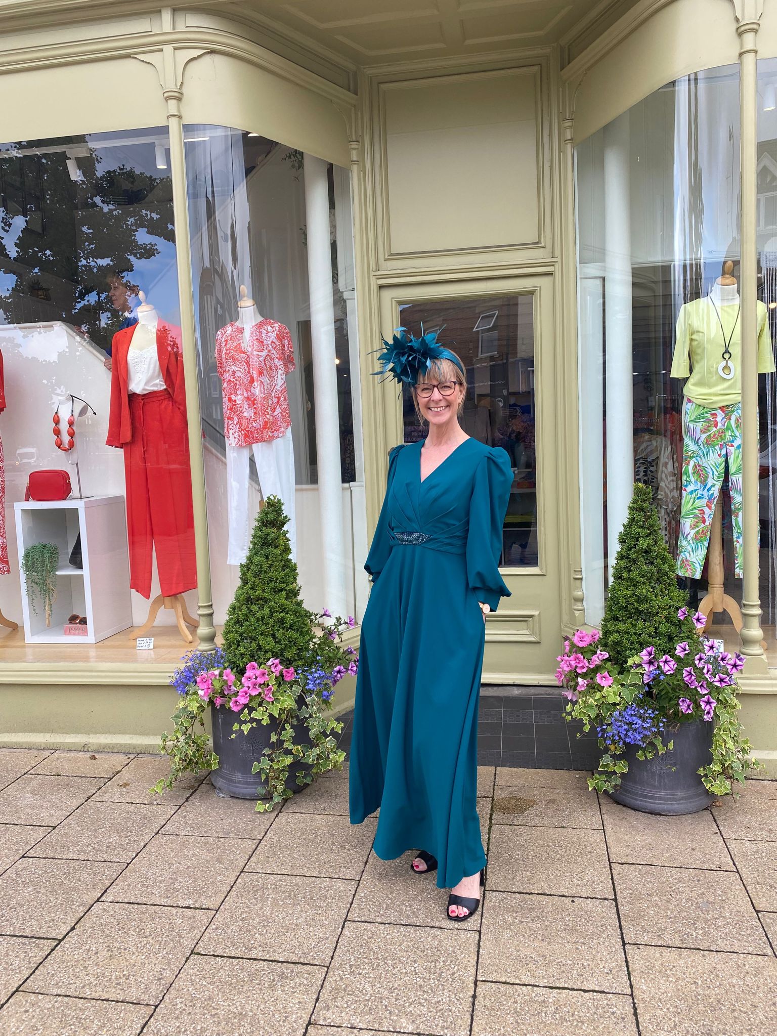 Veni infantino - Teal dress with beaded waist