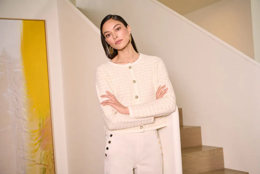Joseph Ribkoff - Knitted Cream Chanel Knitted Jacket