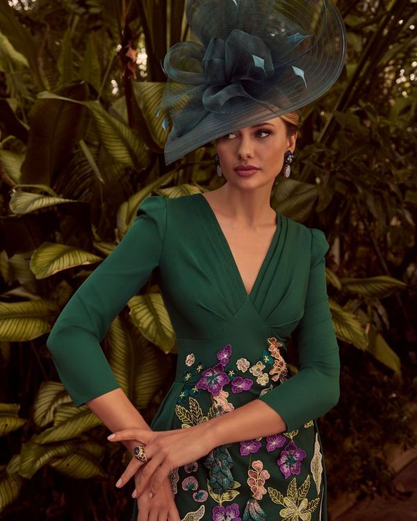 Veni Infantino - Forest Green Embroidered Dress