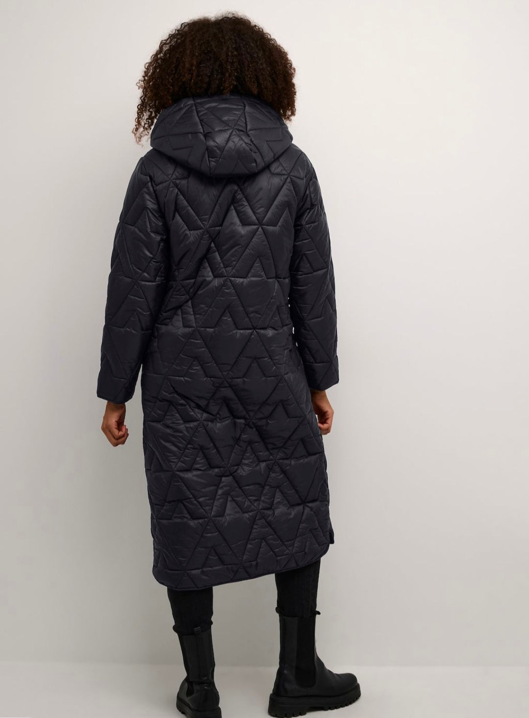 Cream - Long Dark Navy Puffer