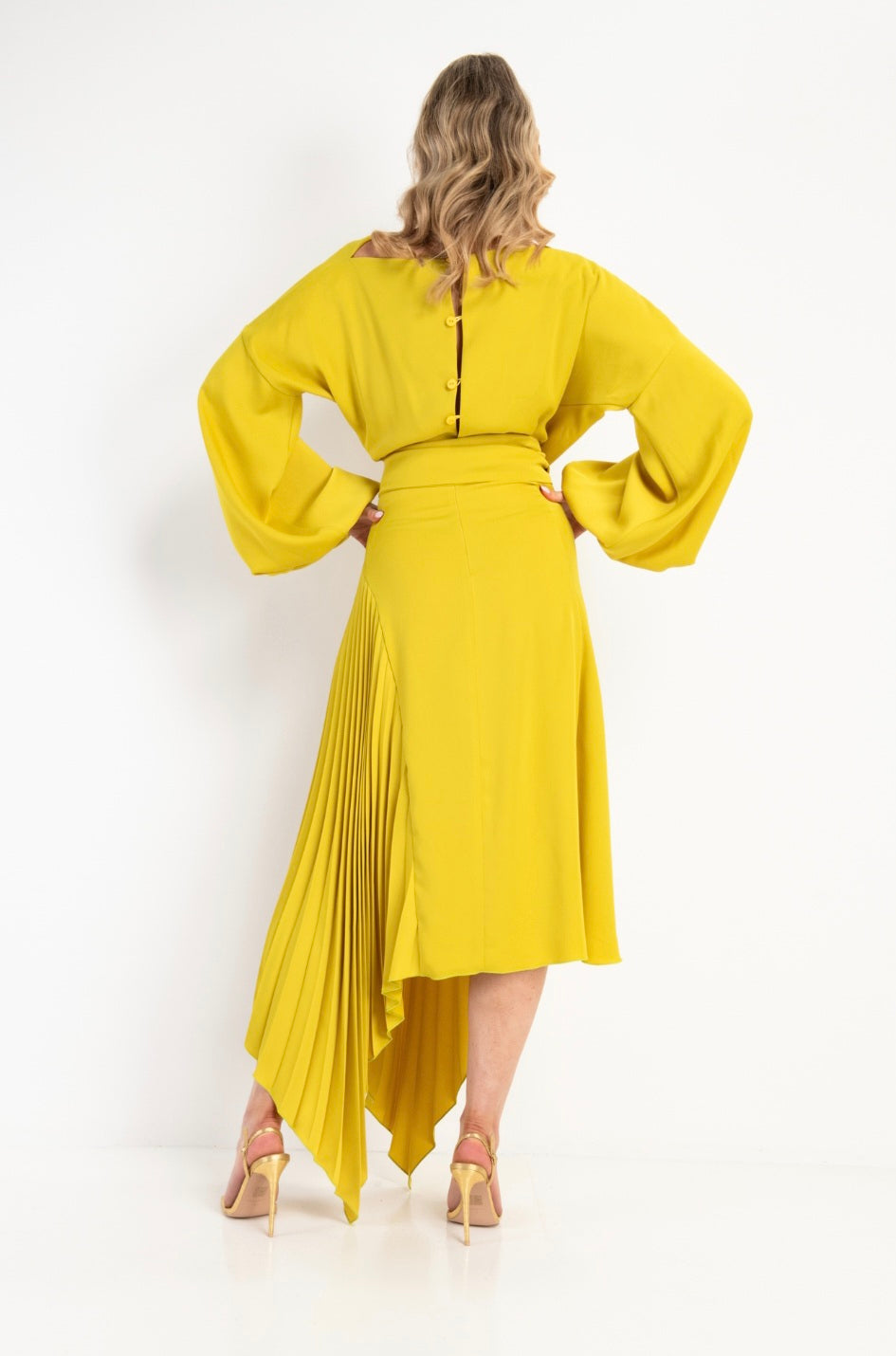 Kevan Jon - Pleated Sleeved Dress