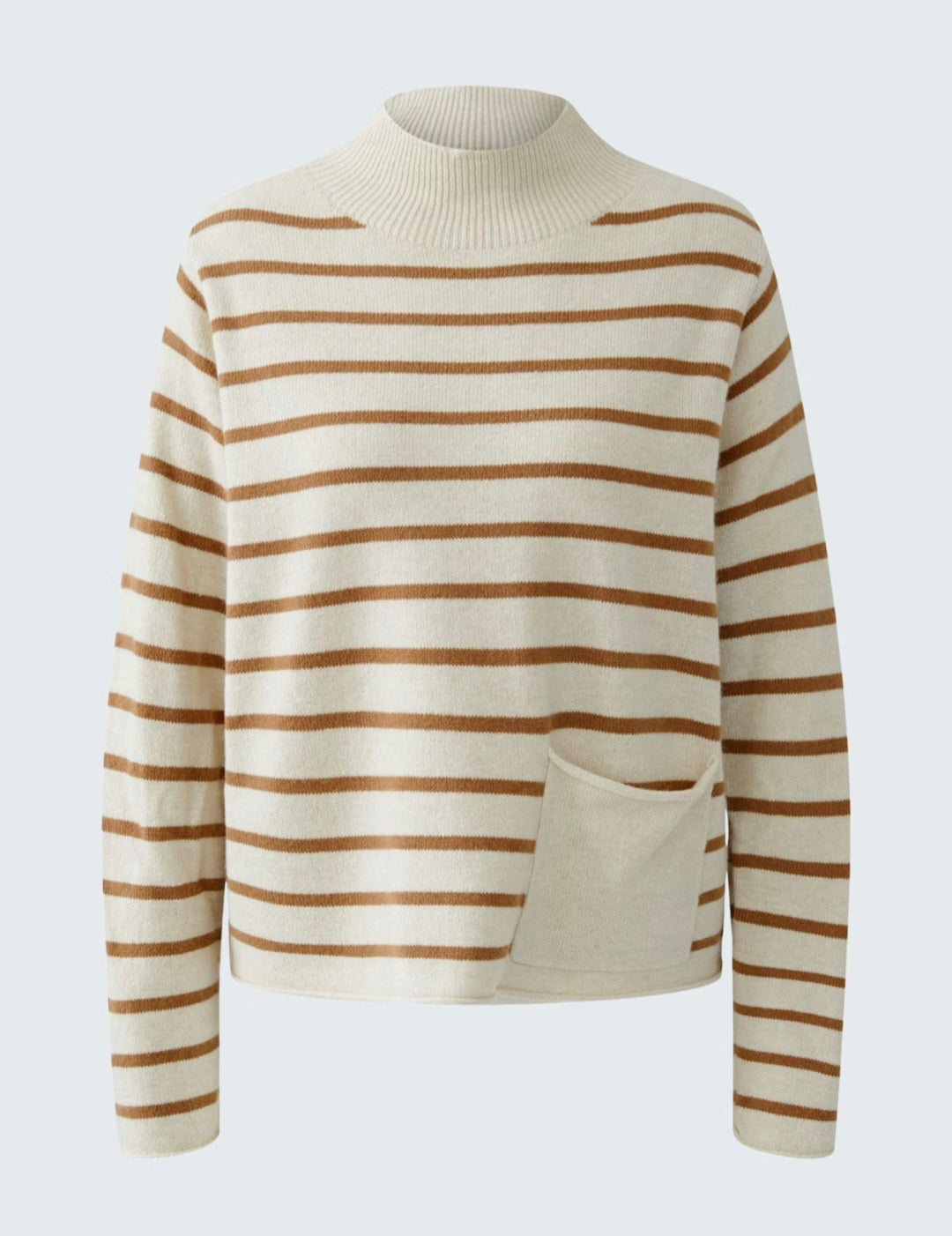 Oui - Off-White Camel Striped Jumper