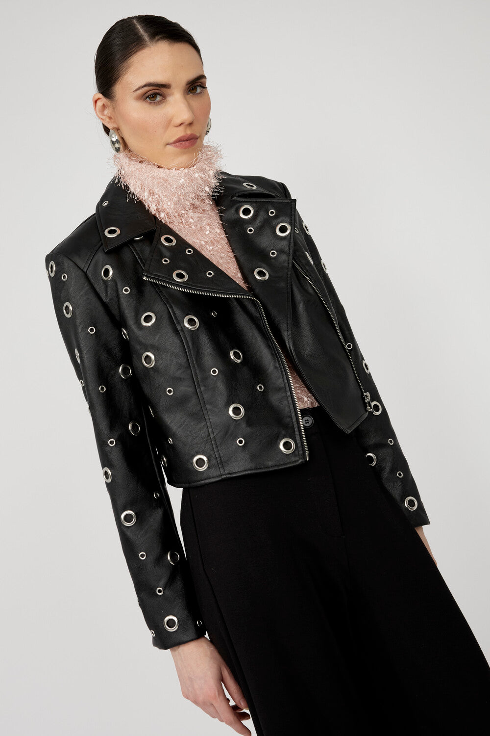 Frank Lyman - Faux Leather Eyelet Jacket