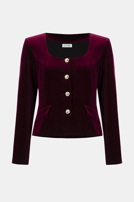 Joseph Ribkoff - Burgundy Red Velvet Evening Jacket