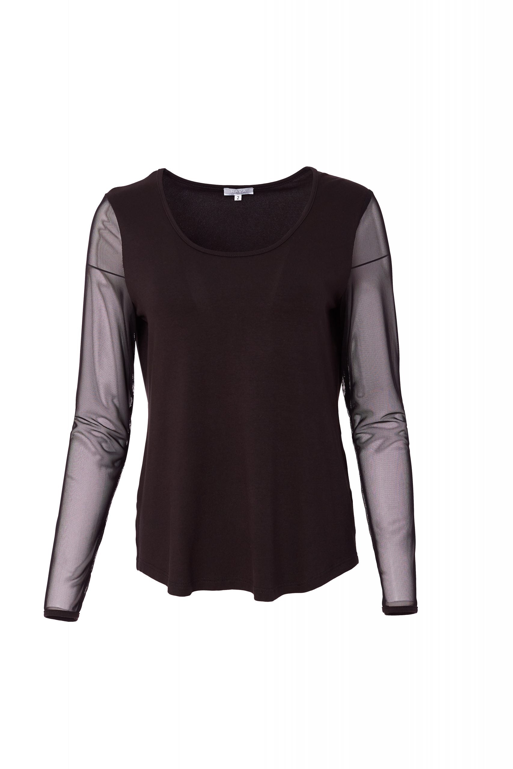 Naya - Black Mesh Sleeve Top