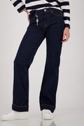 Monari 410486 Straight Leg Dark Denim Jean With Charms