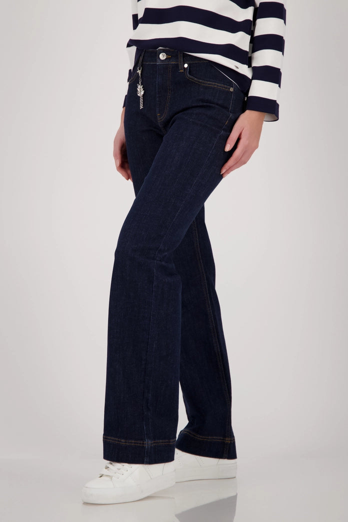 Monari 410486 Straight Leg Dark Denim Jean With Charms