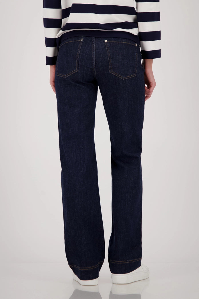 Monari 410486 Straight Leg Dark Denim Jean With Charms