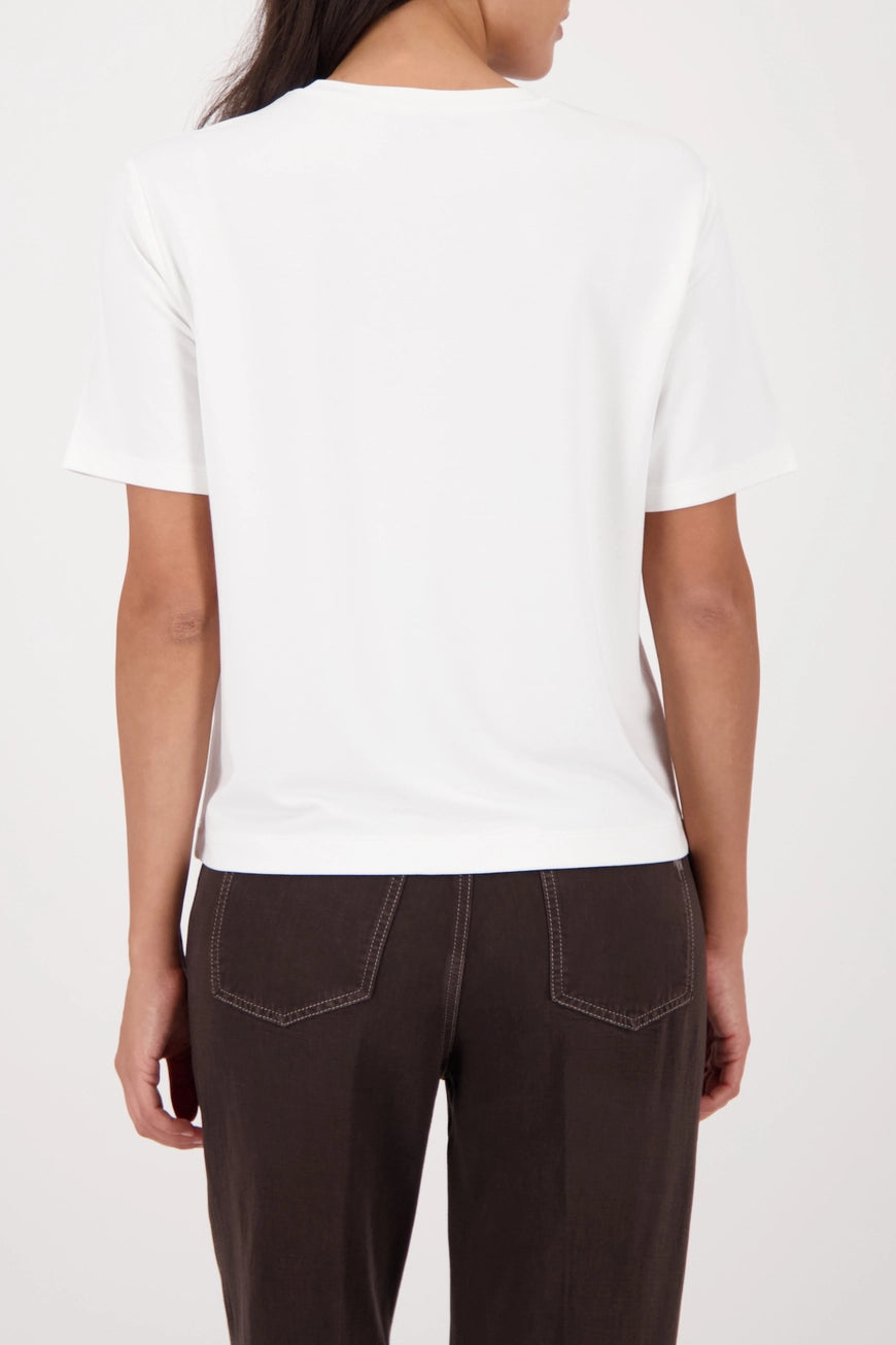 Monari 410142 Off White Short Sleeved Tshirt With Graphic Print Of The African Continent