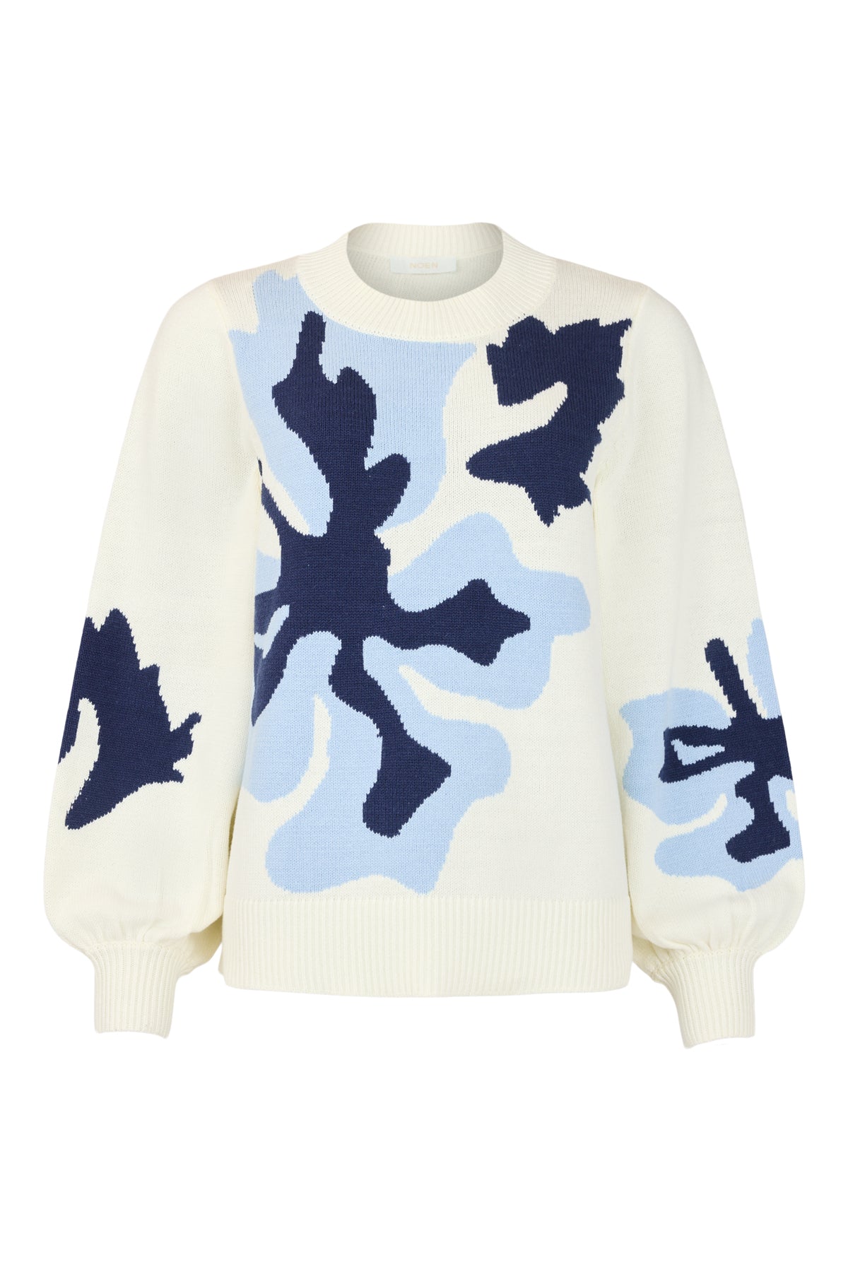 Noen 83743 Cream Cotton Jumper With Blue Design