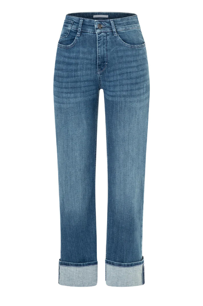 MAC Laura Turn Up Petrol Blue Stretch Denim Jean