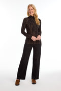 FDJ - Black Olivia Pin Tuck Wide Leg Jean