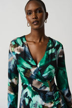 Load image into Gallery viewer, Joseph Ribkoff - Abstract Print Silky Knit Wrap Dress
