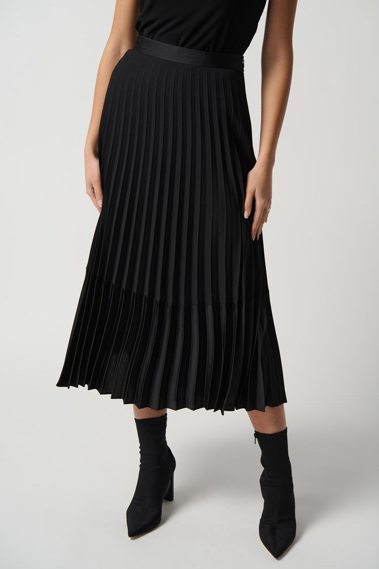 Joseph Ribkoff - Georgette and Satin Pleated A-Line Skirt