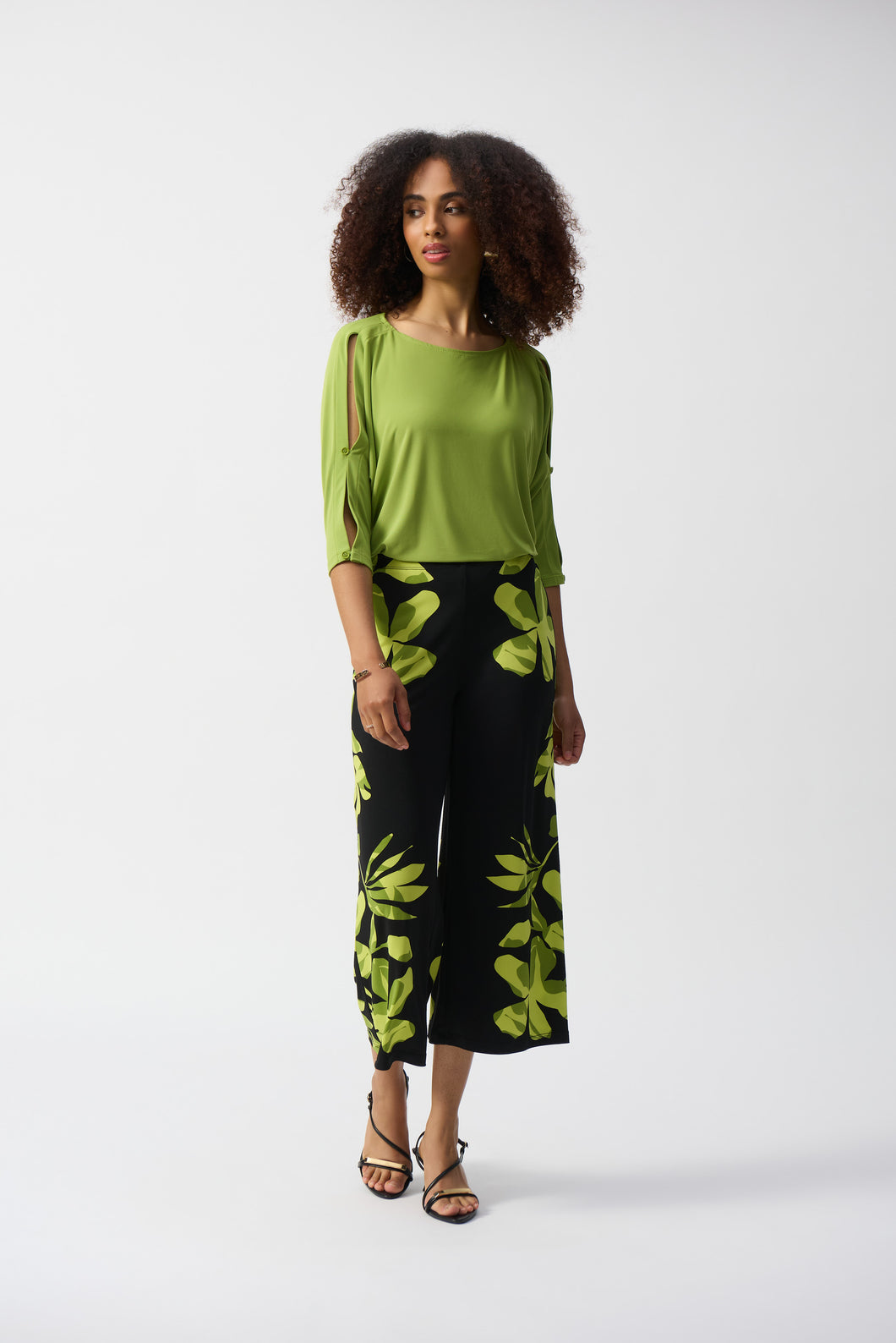 Joseph Ribkoff - Black/Floral Culotte Trouser