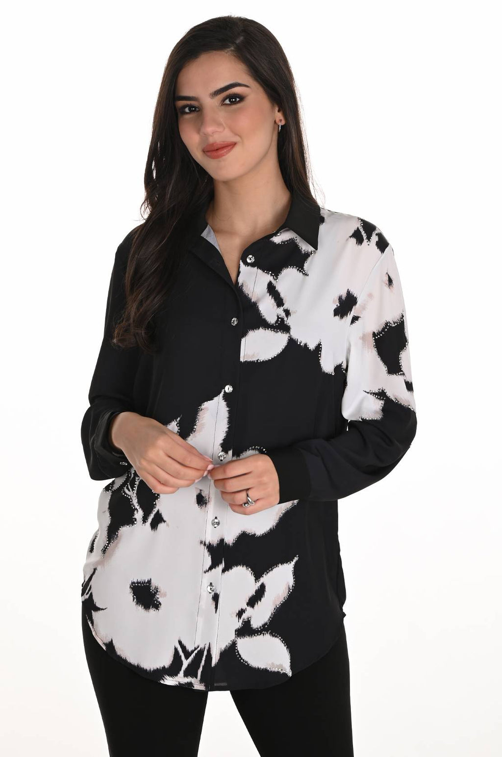 Frank Lyman - Black & White Floral Shirt