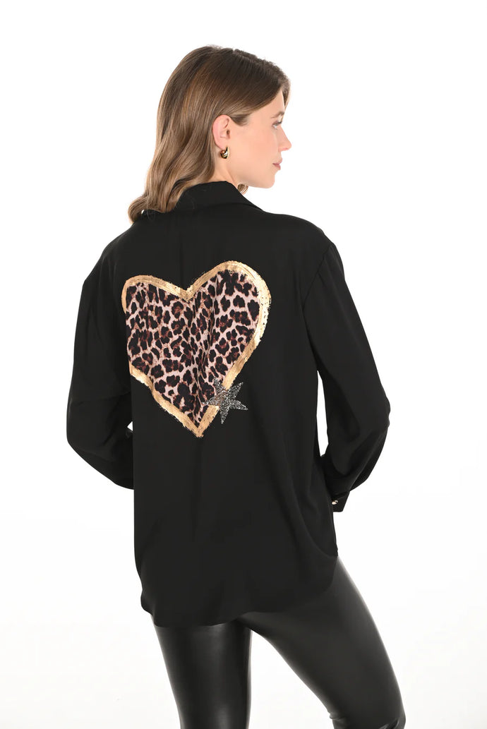 Frank Lyman - Satin Animal Heart Shirt