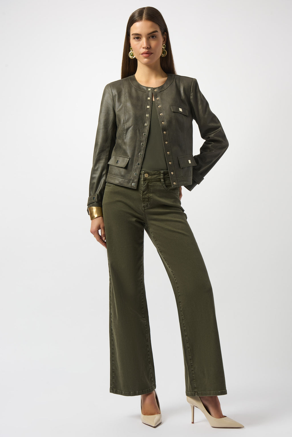Joseph Ribkoff - Faux Leather Avocado Jacket