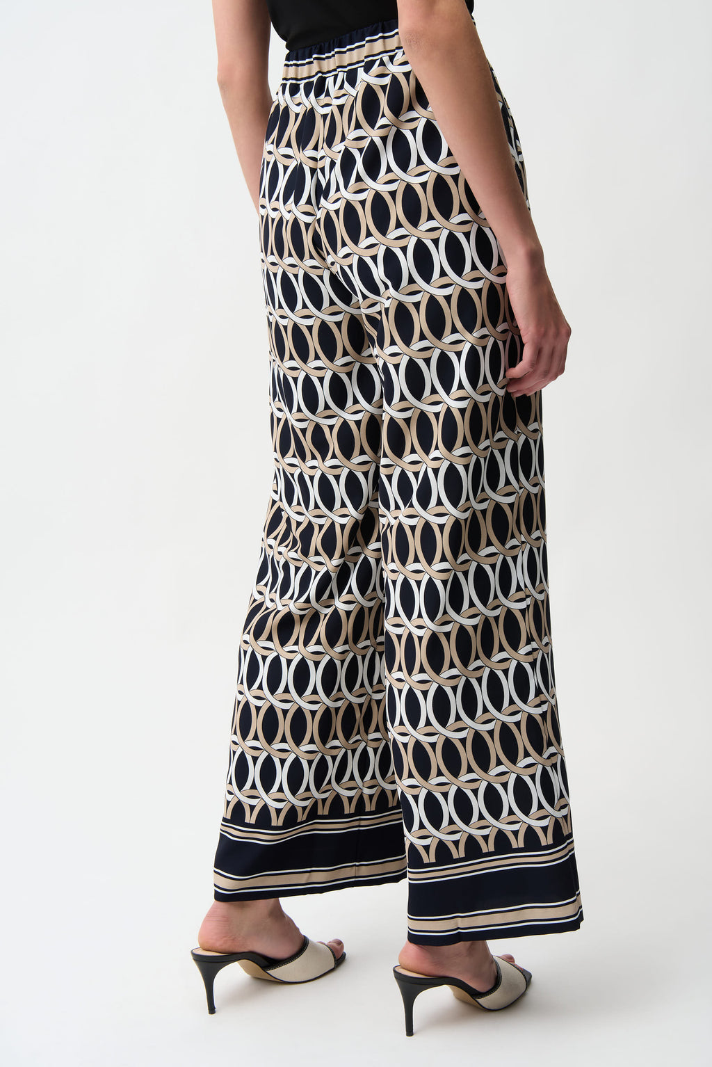 Joseph Ribkoff 261058 Recycled Woven Geometric Print Wide Leg Pull-On Trouser