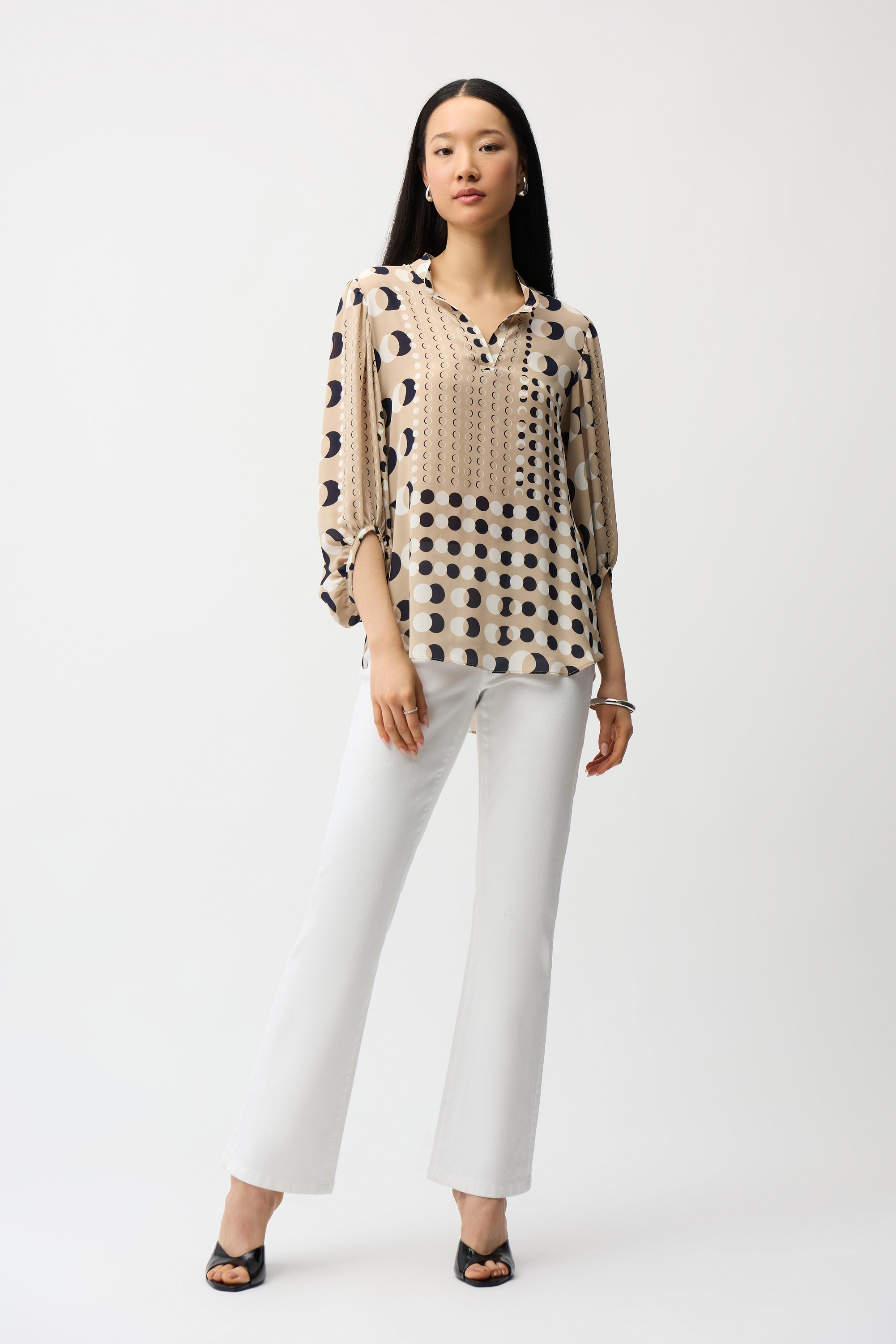 Joseph Ribkoff 261099 Beige With Navy Spot Blouse Top