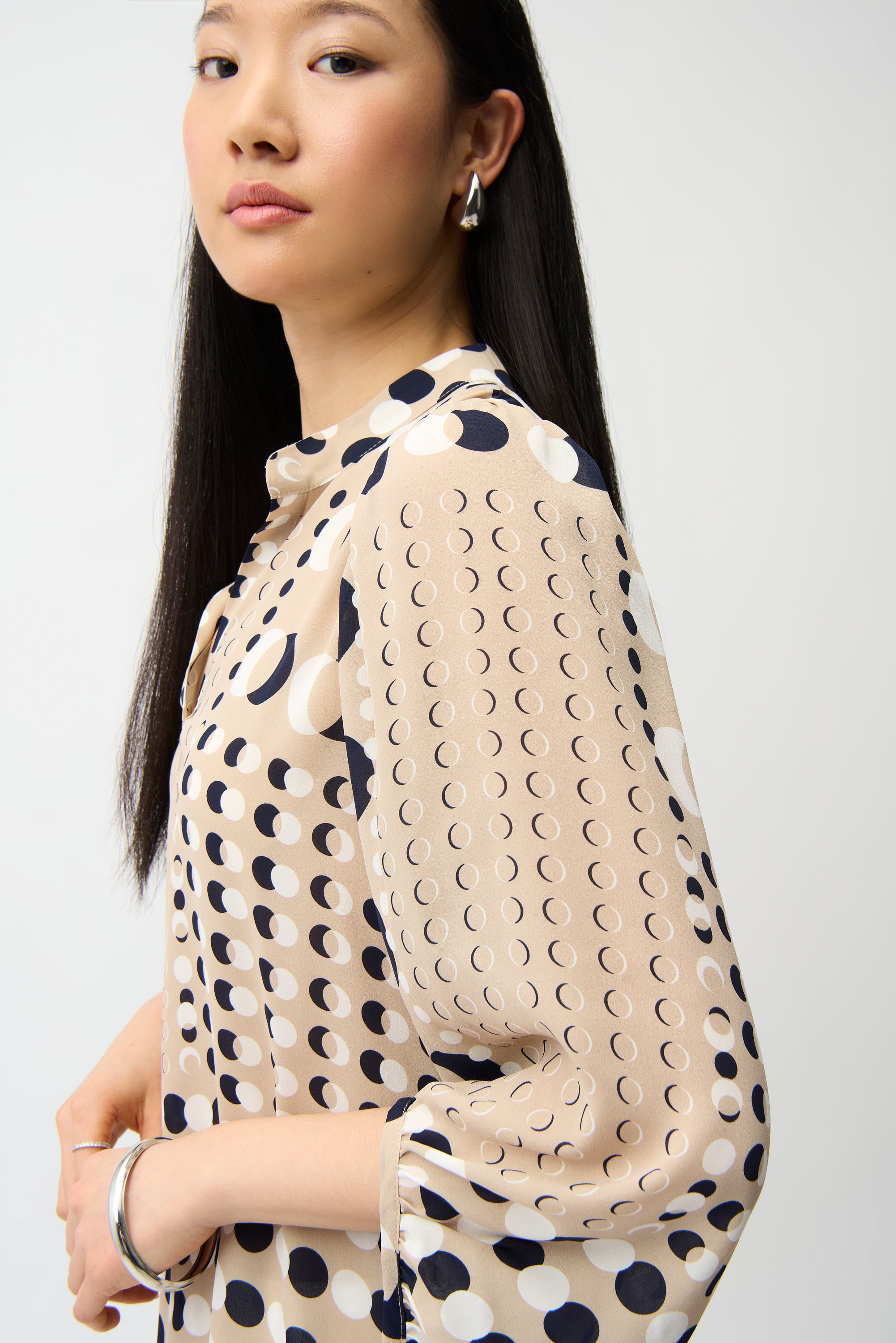 Joseph Ribkoff 261099 Beige With Navy Spot Blouse Top