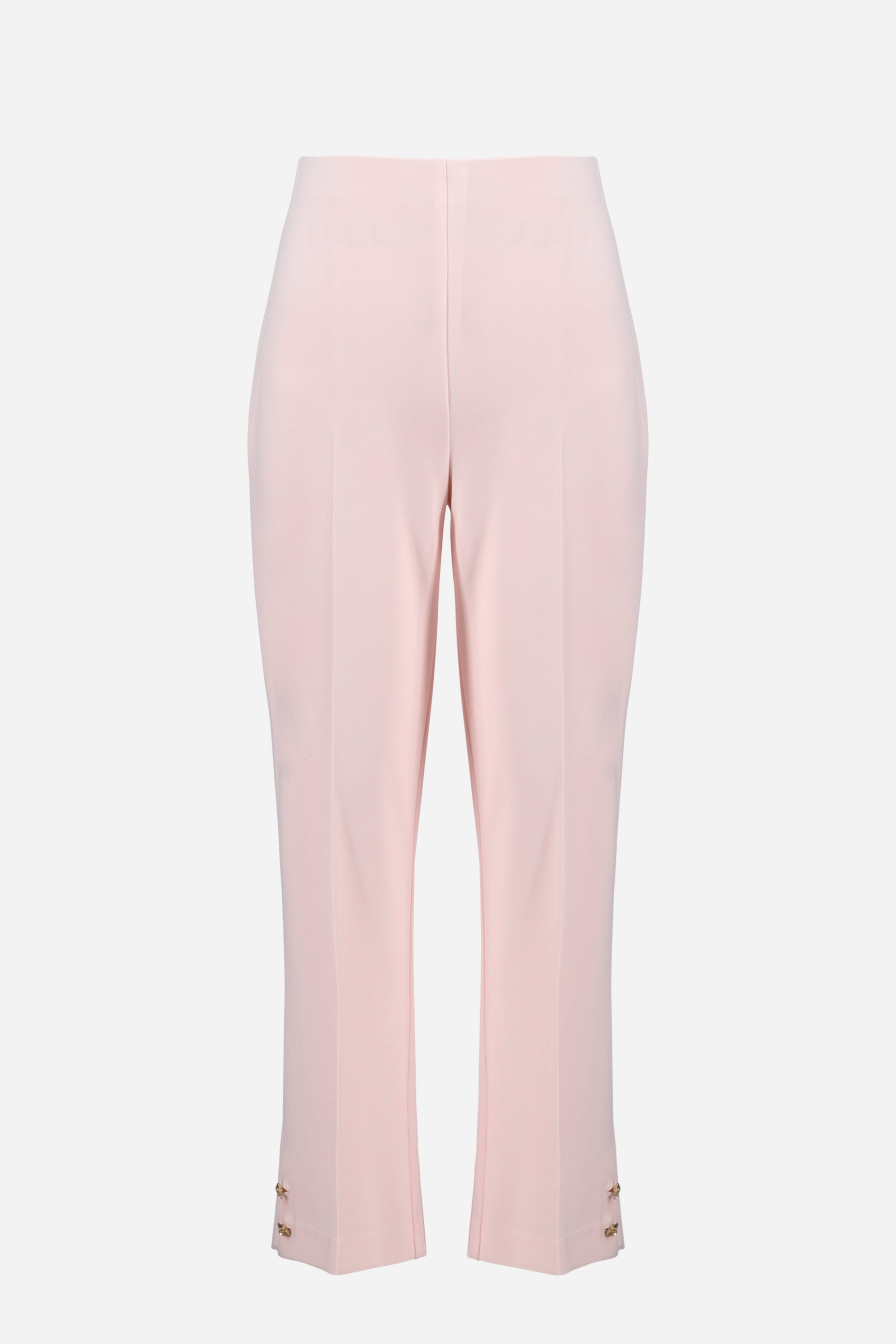 Joseph Ribkoff 261254 Silky Pink Knit Crop Pull-On Pants With Gold Buttons