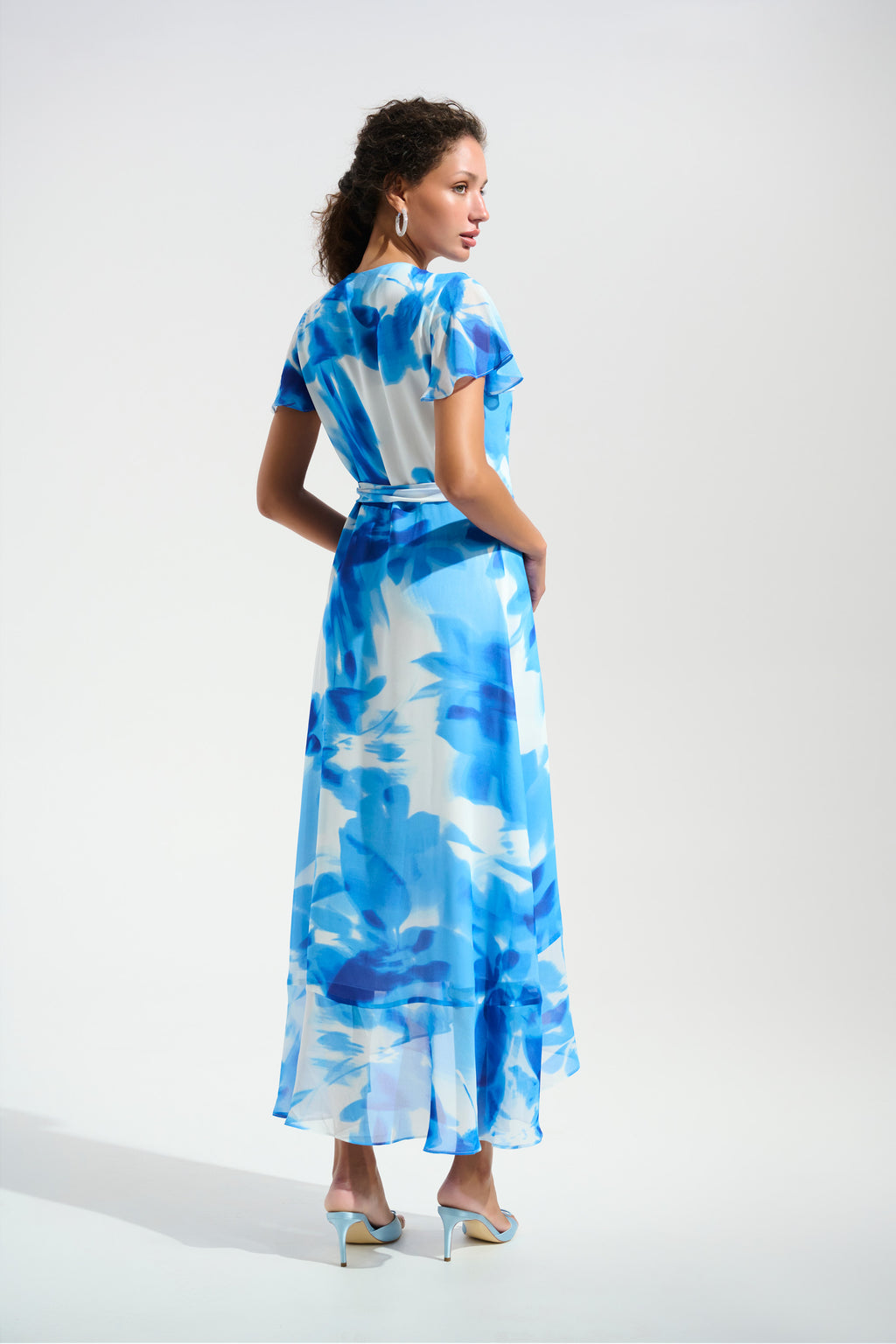 Joseph Ribkoff 261739 Blue Floral Chiffon Occasion Wear Dress