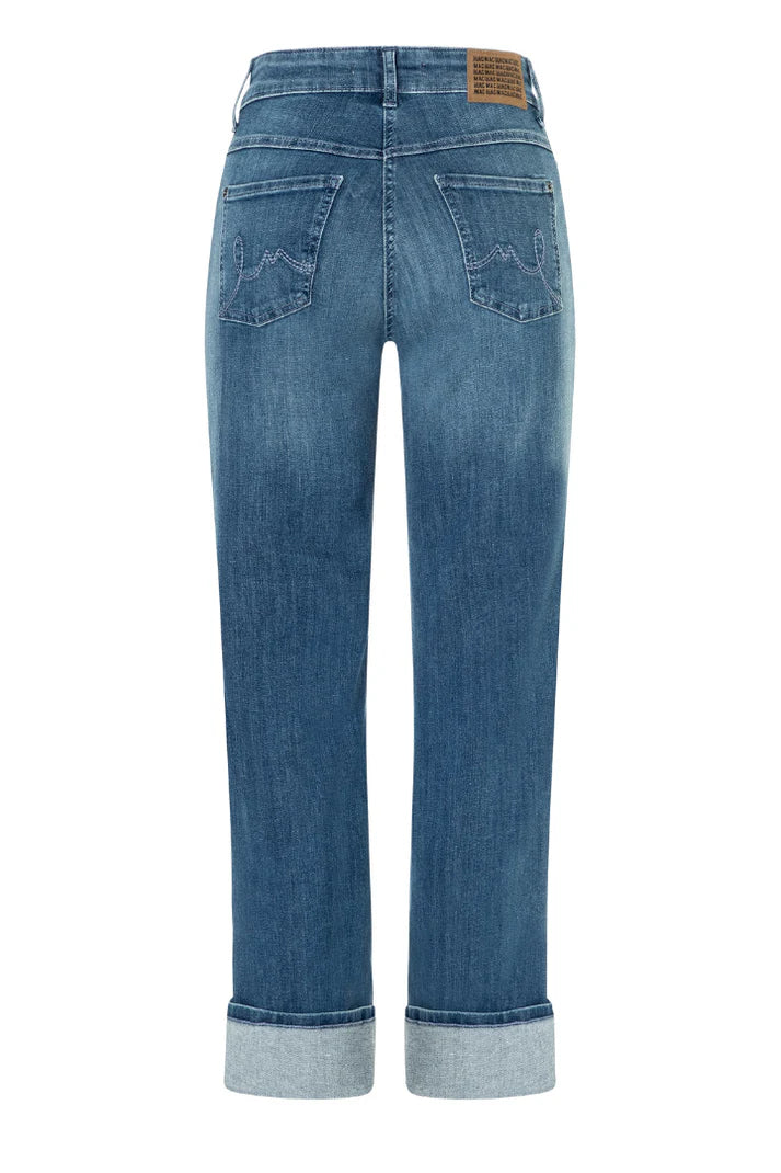 MAC Laura Turn Up Petrol Blue Stretch Denim Jean