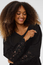 Load image into Gallery viewer, Cream - Crochet Sleeve Blouse
