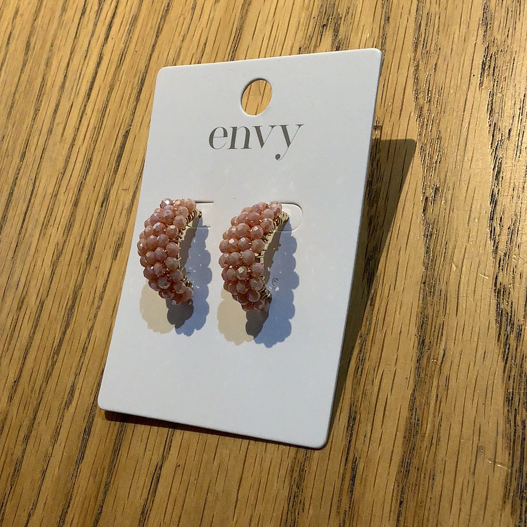 Envy - Coral Beaded Hoops
