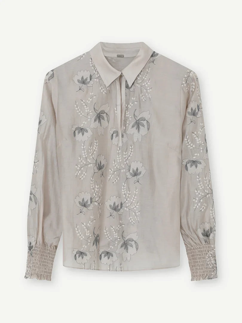 Gustav Light Grey Embroidered Blouse 60637