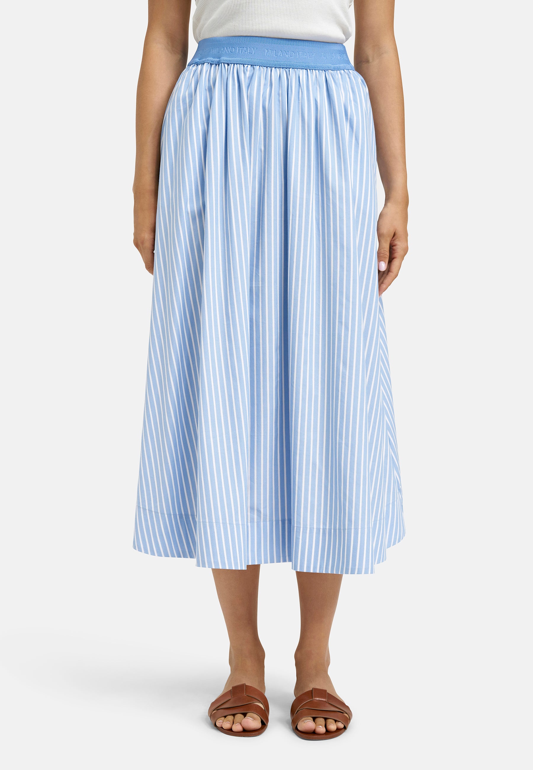 Milano Italy 4771-1372 A-Line blue Midi Cotton Skirt