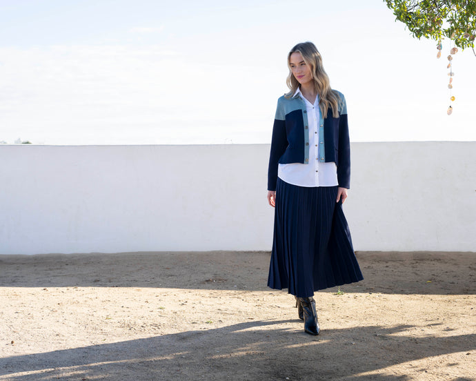 Marble - Navy Knitted Skirt