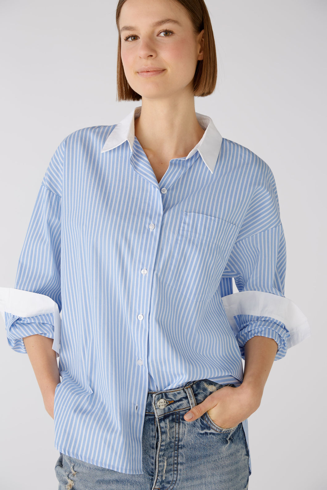 Oui - Blue pin stripe shirt