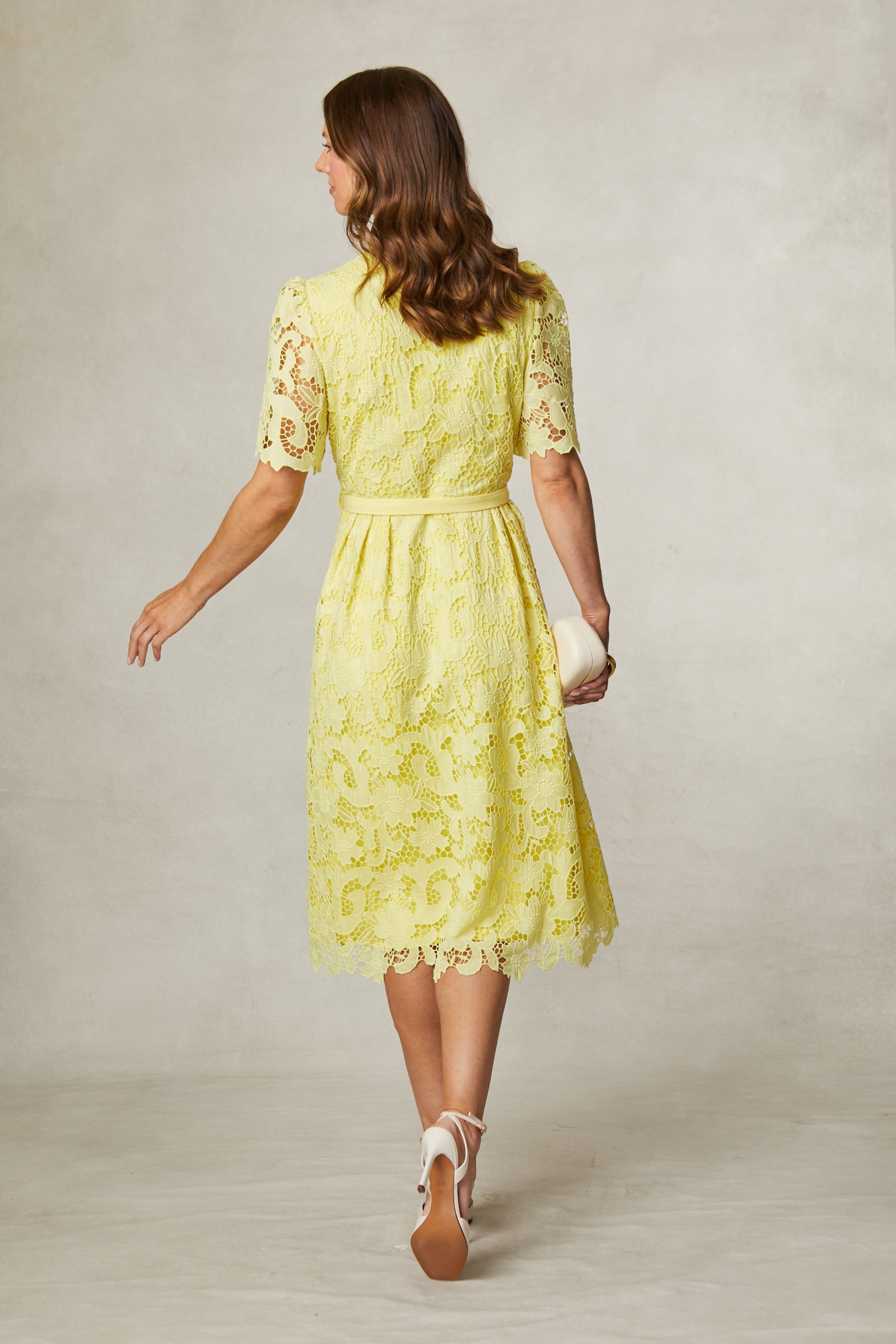 Fee G Regina Gupuire Lace Belted A Line Dress 869Y