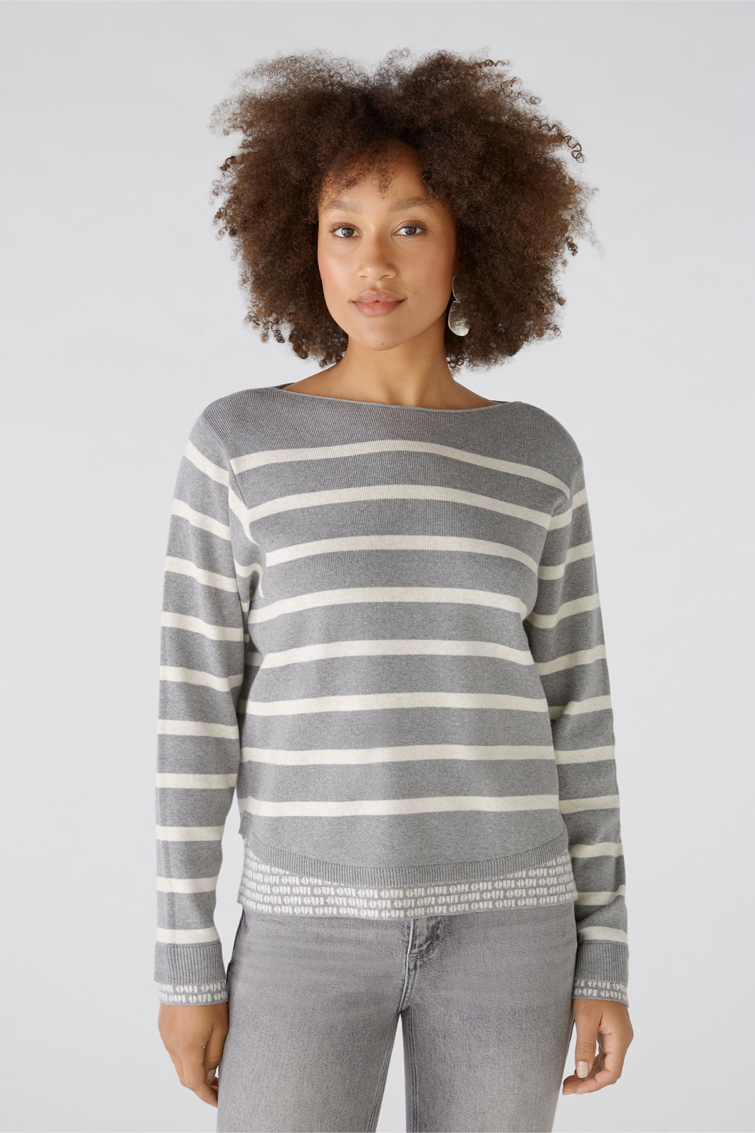 Oui - Grey Stripe Jumper