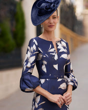 Load image into Gallery viewer, Couture Club - Navy Brocade Dress
